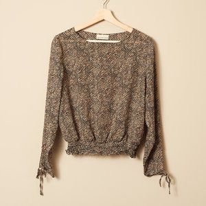 Vintage 90s print blouse with tie detail sleeves